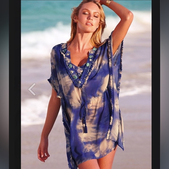 Victoria’s Secret Jeweled Tie Dye Beach Caftan | Bombshell Era Glam - Picture 10 of 10